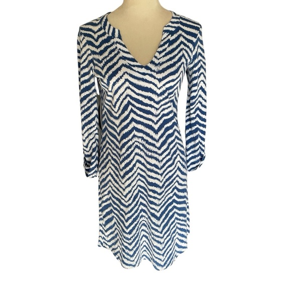 Lilly Pulitzer Rossmore Indigo Zebron Pima Cotton Printed Casual Dress Women XS - Picture 3 of 8